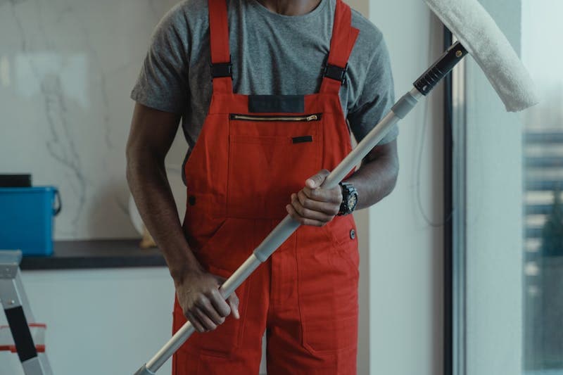 Professional cleaning team at work