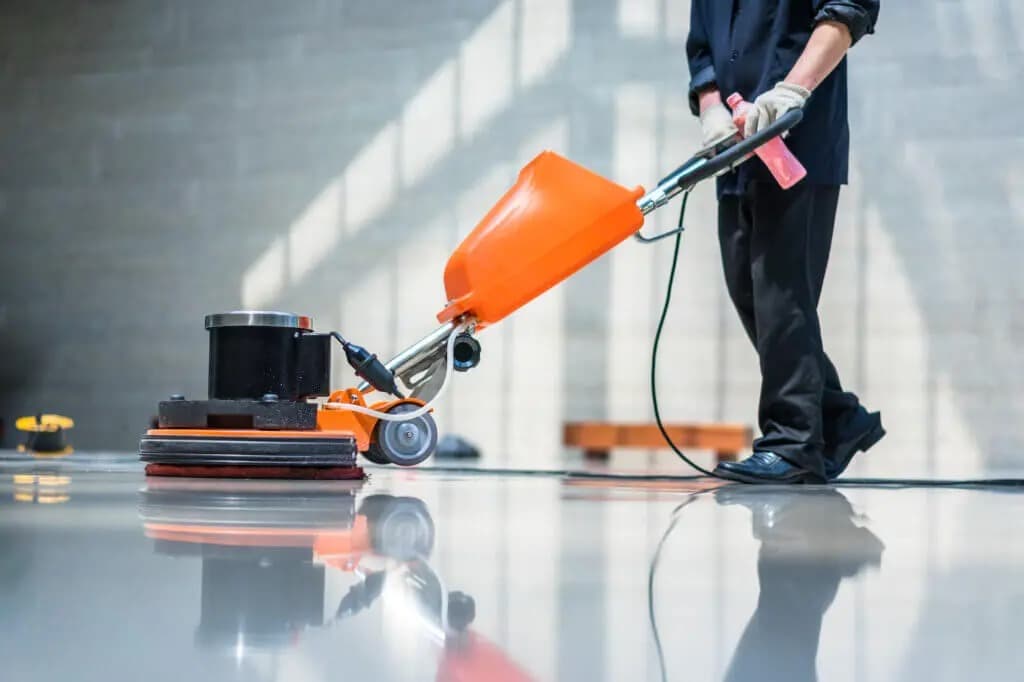 Floor cleaning with industrial machinery