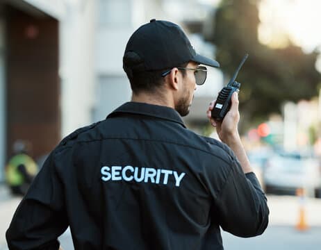 Security guard on duty at premises