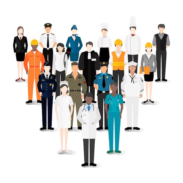 Multiple skilled technical staff across various professions